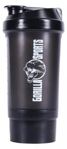 Gorilla Sports Shaker s priehradkou, 500 ml čierny