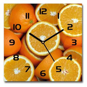 Sklenené hodiny štvorec Polovičky pomarančov