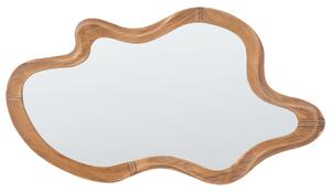 Nástenné zrkadlo svetlé drevo sklo 89 x 49 cm nepravidelný tvar závesné moderný štýl doplnky