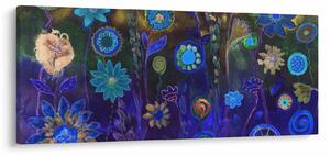 Obraz tmavomodrých kvetov (120x50 cm)
