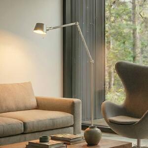 Lucande Stojacia lampa Silka, 216 cm, saténový nikl, nastaviteľné, Hliník / sivá / zinok, Pracovňa / Kancelária, kov, Moderný, Stolová lampa