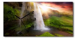 Vodorovné Moderné sklenené hodiny na stenu Vodopád