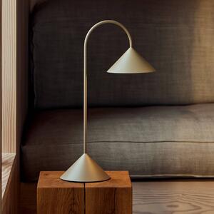 FRANDSEN stolová LED lampa na batérie Grasp, pieskovo sivá, výška 47 cm, Hliník / sivá / zinok, kov, Dizajn, Stolová lampa