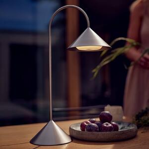 FRANDSEN stolová LED lampa na batérie Grasp, nerezová oceľ, výška 47 cm, Hliník / sivá / zinok, Nehrdzavejúca oceľ, Dizajn, Stolová lampa