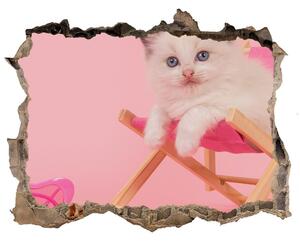 Díra 3D fototapeta nálepka Mačka na lehátku