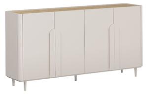 Komoda Amilio 200 cm štvordverová na nožičkách - kašmír / olejovaný dub / úchytky kašmír