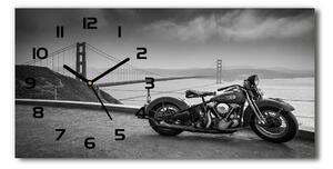 Vodorovné Moderné sklenené hodiny na stenu Motorky