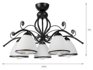 Prisadený luster RETRO 5xE27/60W/230V čierna/biela