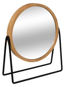 Stolové zrkadlo Bamboo, čierne/s drevnými prvkami