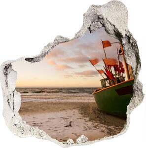 Fototapeta diera na stenu 3D Rybárska loď pláž