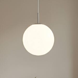 Závesné svetlo Lindby Marike, Ø 40 cm, biele, sklo, guľa, E27, Biela / opálová, Obývacia izba / jedáleň, Sklo, Moderný, Závesné svietidlo