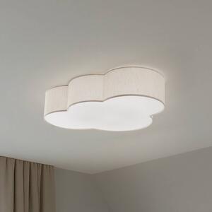 Stropné svietidlo Cloud, béžové, dĺžka 63 cm, textil, oblak, E27, Krémová / jantárovo žltá, Detská izba, Textil / látka / hodváb, Štýl mladých