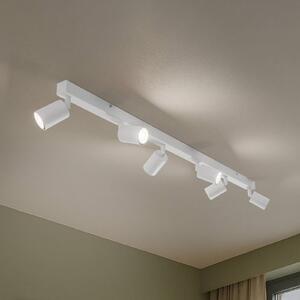 Stropné bodové svetlá Top, biele, 127 cm, 6-pl., kov, GU10, Biela / opálová, Obývacia izba / jedáleň, kov, Moderný, Stropné svetlo