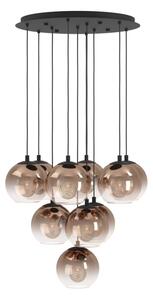 Eglo 901926 - Závesný luster na lanku ARISCANI 10xE27/60W/230V čierna/béžová/dymová