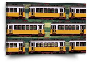 Sablio Obraz Lisabonské historické električky Zelený Pattern - 60x40 cm