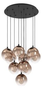 Eglo 901926 - Závesný luster na lanku ARISCANI 10xE27/60W/230V čierna/béžová/dymová
