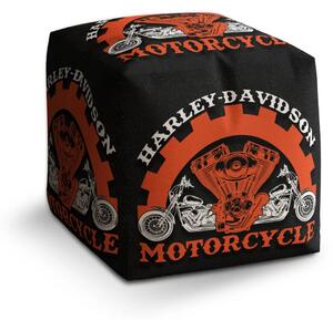 Sablio Taburet Cube Harley-Davidson motor Čierne pozadie - 40x40x40 cm