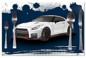 Sablio Prestieranie Nissan GTR 35 Modrý: 40x30cm