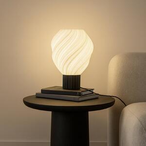 Stolová lampa Lindby Nuvia, výška 39,1 cm, biela, 3D tlač, Biela / opálová, Obývacia izba / jedáleň, Moderný, Stojacie svietidlo