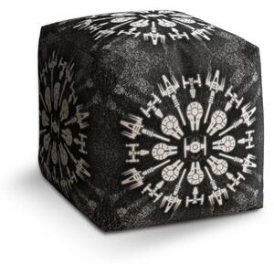 Sablio Taburet Cube Star Wars Vesmírne lode na šedom abstrakte - 40x40x40 cm