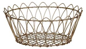 Mosadzný antik kovový košík Fil de fer Basket - Ø 27*11 cm - Chic Antique