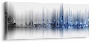 Obraz - Panoráma mesta, modro-šedé (120x50 cm)