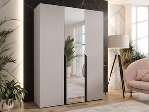 Mirjan24 Šatníková skriňa so zrkadlom Frokow 2 150 cm, Farby: kašmír / kašmír + čierna 5903211483479
