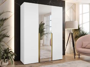 Mirjan24 Šatníková skriňa so zrkadlom Frokow 2 150 cm, Farby: biela / biela + zlatá 5903211483462