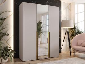 Mirjan24 Šatníková skriňa so zrkadlom Frokow 2 150 cm, Farby: kašmír / kašmír + zlatá 5903211483486