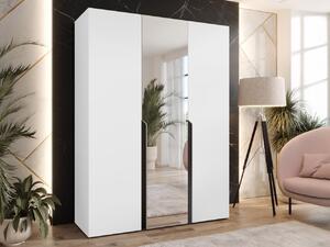 Mirjan24 Šatníková skriňa so zrkadlom Frokow 2 150 cm, Farby: biela / biela + čierna 5903211483455