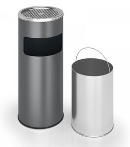 Popolník s odpadkovým košom, nerez, 17 l, antracitový