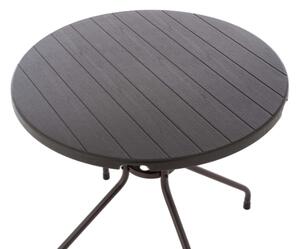 Okrúhly bistro stôl 80 cm – hnedý, oceľ a plast