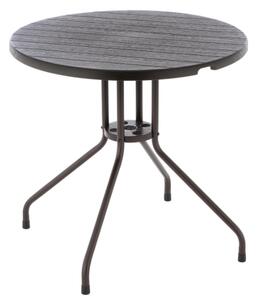 Okrúhly bistro stôl 80 cm – hnedý, oceľ a plast