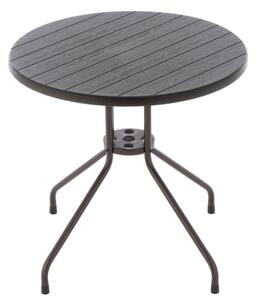 Okrúhly bistro stôl 80 cm – hnedý, oceľ a plast