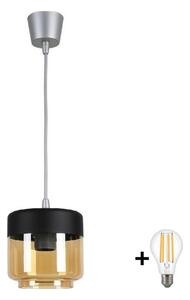 Brilagi -LED luster R GLASS 1xE27/60W/230V priemer 14 cm strieborná/dymová béžová/čierna