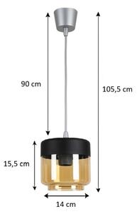 Brilagi -LED luster R GLASS 1xE27/60W/230V priemer 14 cm strieborná/dymová béžová/čierna