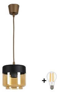 BRILAGI - LED luster R GLASS 1xE27/60W/230V pr. 14 cm hnedá/dymovo-béžová/čierna