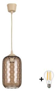 Brilagi - LED luster na lanku R GLASS 1xE27/60W/230V priemer 14 cm béžová/dýmovo-hnedá