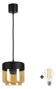 Brilagi - LED luster na lankách R GLASS 1xE27/60W/230V pr. 14 cm čierna/dymová béžová