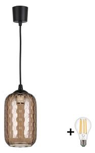 Brilagi - LED luster na lanku R GLASS 1xE27/60W/230V pr. 14 cm čierna/dymová hnedá