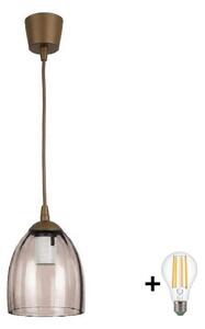 Brilagi - LED závesný luster na lanku R GLASS 1xE27/60W/230V priemer 17 cm hnedá/zadymená béžová
