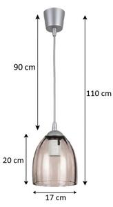 Brilagi-LED Luster na lanku R GLASS 1xE27/60W/230V pr. 17 cm strieborná/dymovo-béžová