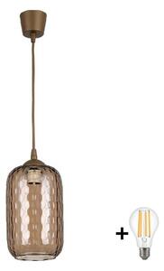 Brilagi - LED závesný luster na lanku R GLASS 1xE27/60W/230V priemer 14 cm hnedá//dymovo hnedá