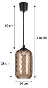 Brilagi - LED luster na lanku R GLASS 1xE27/60W/230V pr. 14 cm čierna/dymová hnedá