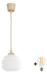 Brilagi - Závesný LED luster na lanku RETRO GLASS 1xE27/60W/230V pr. 20 cm béžová/biela