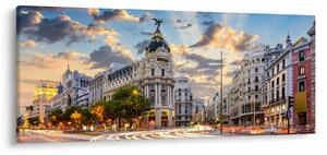 Obraz - Calle Gran Vía, Madrid, Španielsko (120x50 cm)