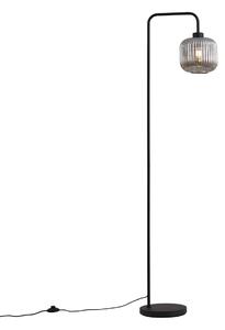 Dizajnová stojaca lampa čierna s dymovým sklom - Ana
