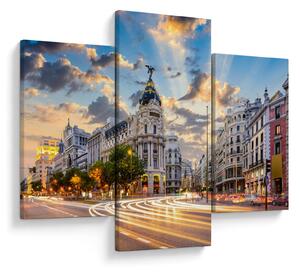 Obraz - Calle Gran Vía, Madrid, Španielsko (90x60 cm)