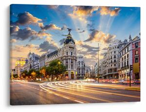 Obraz - Calle Gran Vía, Madrid, Španielsko (70x50 cm)