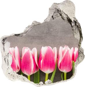 Diera 3D v stene na stenu Ružové tulipány nd-p-102142486